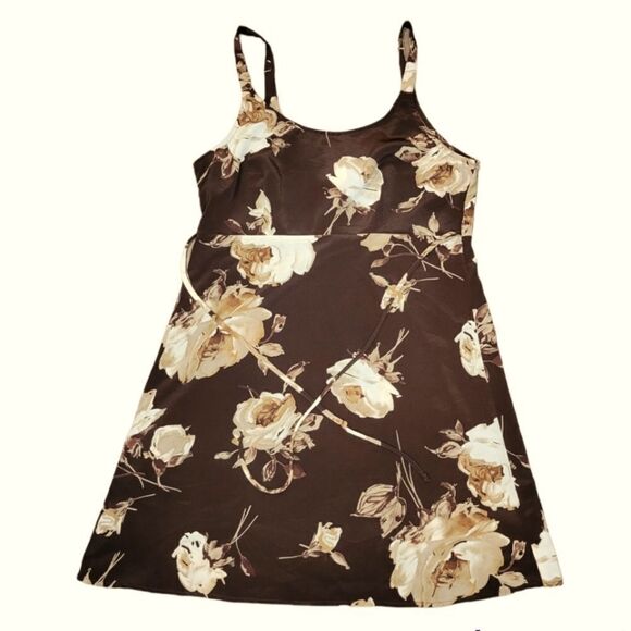 Vintage Joule polyester brown floral mini dress. - Picture 2 of 16